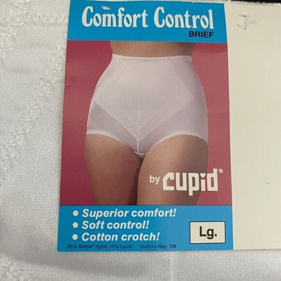 Vintage Girdle Brief Panties Large White Full Coverage Cupid Cotton Crotch - Picture 3 of 5